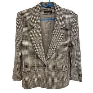 Vintage Wool Blazer Giorgio Sant'Angelo Collectible Gold Black Cream Size 10